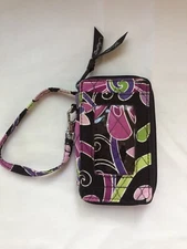 Vera Bradley All-in-One ID Wristlet Zip Wallet in Purple Punch Pattern