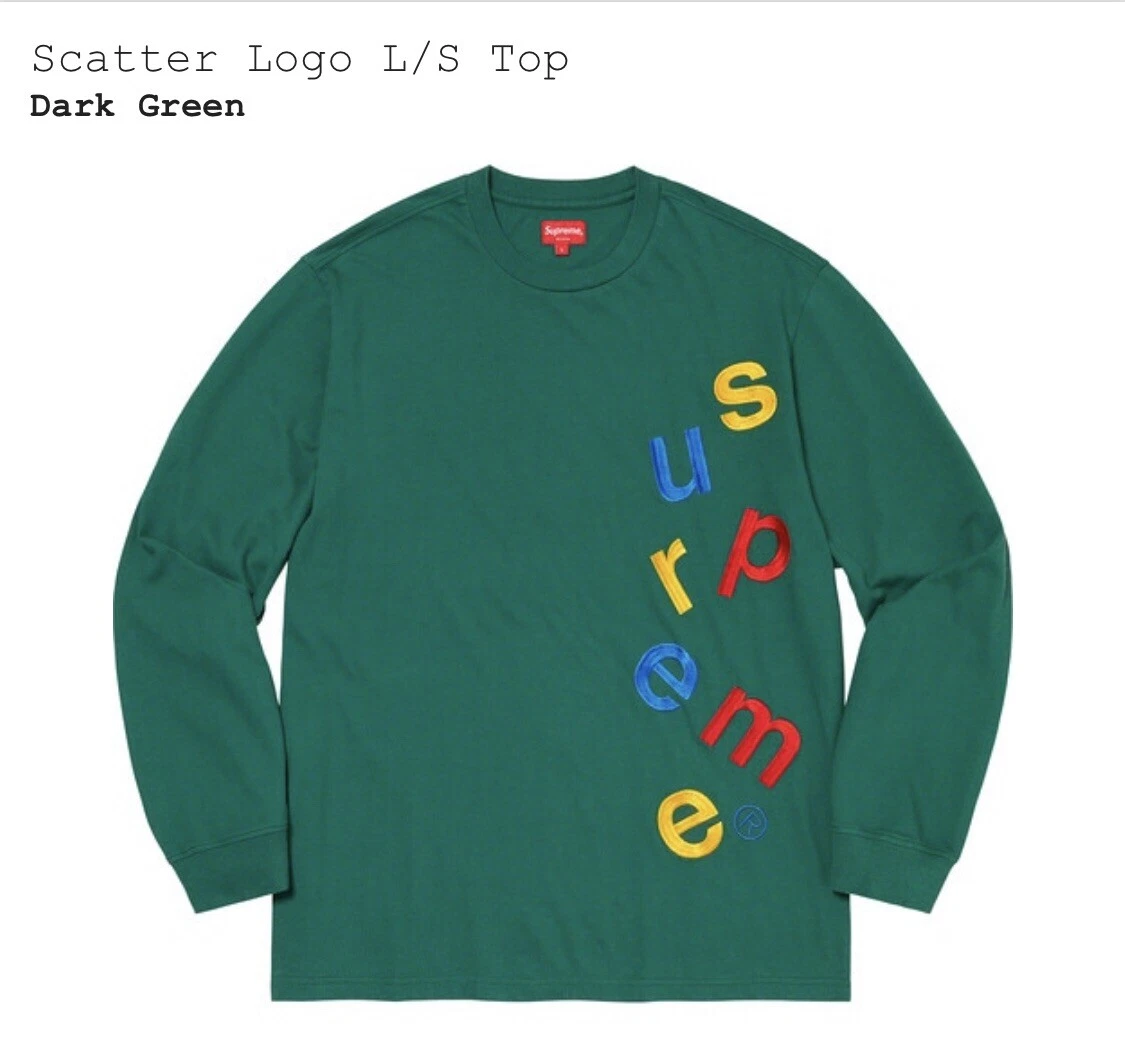 Haut manches longues logo Supreme Scatter en vert taille S (neuf)