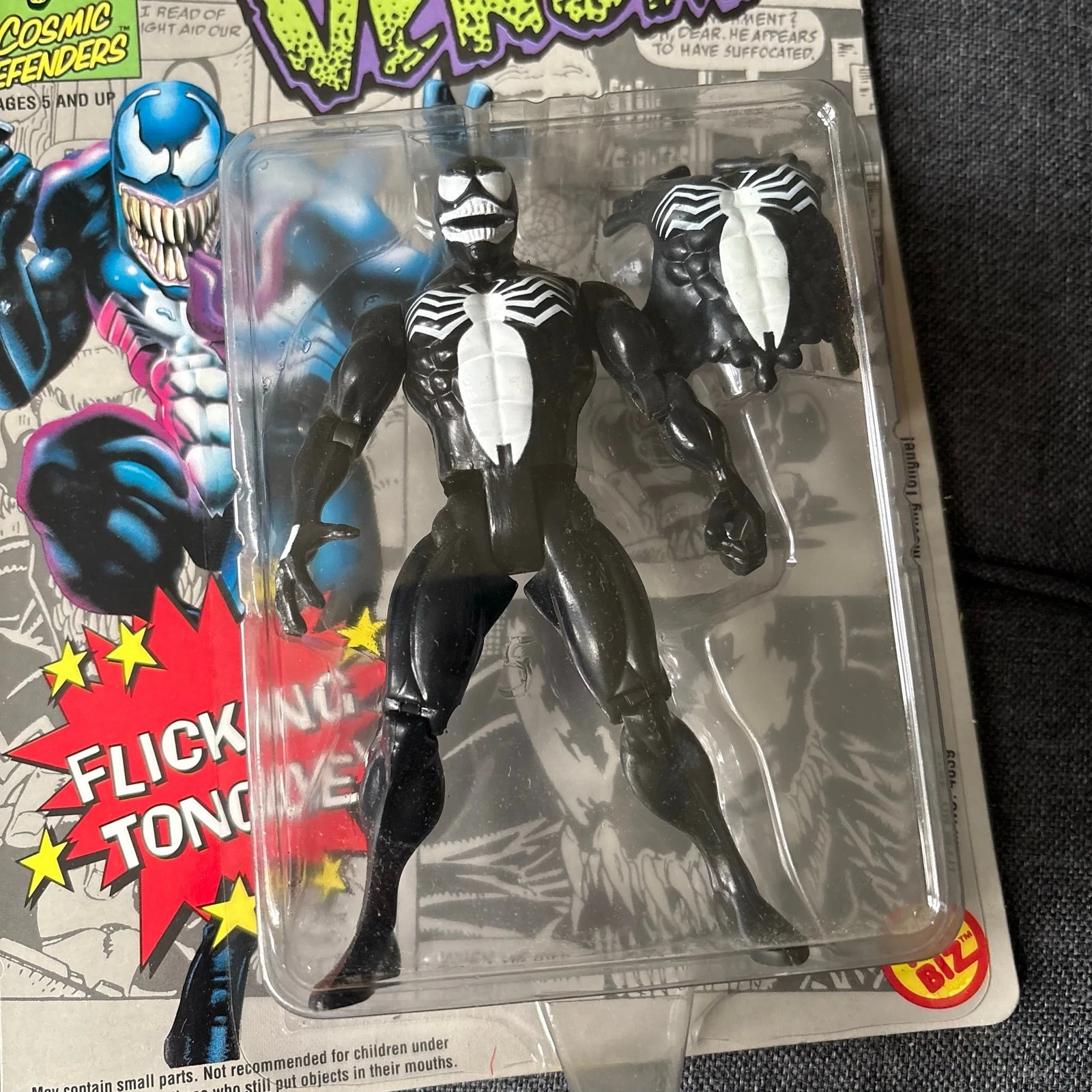 Venom Flicking Tongue Marvel Cosmic Defenders Action Figure - Vintage 92 SEALED - product detail image 2
