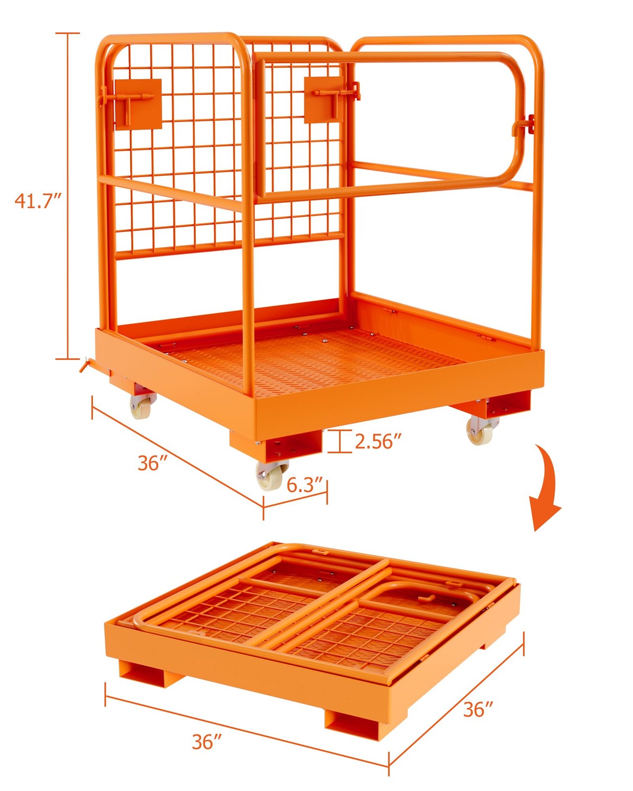 1200lbs Forklift Safety Cage Heavy Duty Collapsible 36" x 36" Steel Man Basket