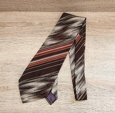 Dandy Kings Road Chelsea Vtg Brown/Tan Diagnol Striped Kipper Tie 1960s Retro