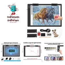 Rechargeable A2 Light Box 23.7"x15.8", 3-Color Light LED Light Pad for Tracin...