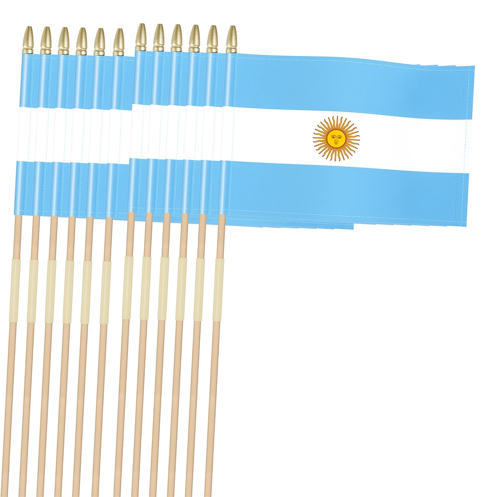 Heavy Duty 12 Pack 8x12 Inch Argentine Flags on Stick 35” Tall Yard Argentina...