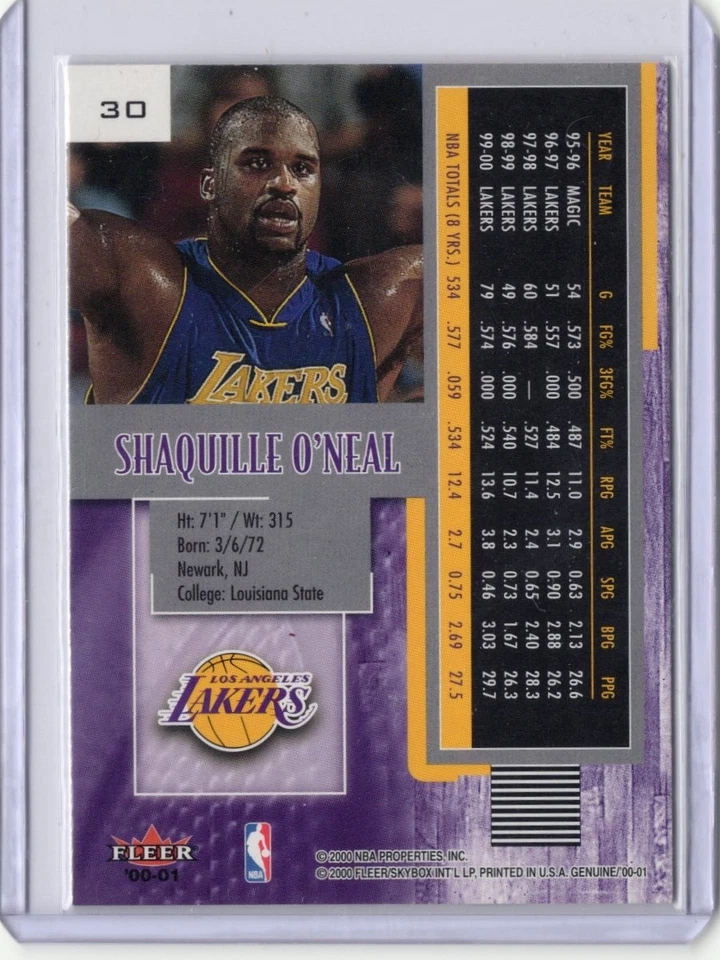 2000-01 Fleer Genuine - Shaquille O'Neal #30 - Image 2 of 2
