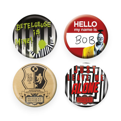Original Beetlejuice 2 Button Anstecker 25mm Tim Burton Dark Comedy Horrorfilm