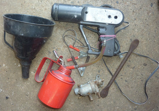 Job Lot of Vintage Car Garage Bits Zenith Carburettor Oil Can Funnel etc