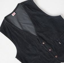 Rare Vintage 70s 80s Levi s Black Corduroy Vest L Made In USA Cowboy 60505 1517