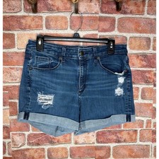 Universal Thread Womens High Rise Midi Jean Shorts Medium Wash Distressed Size 8