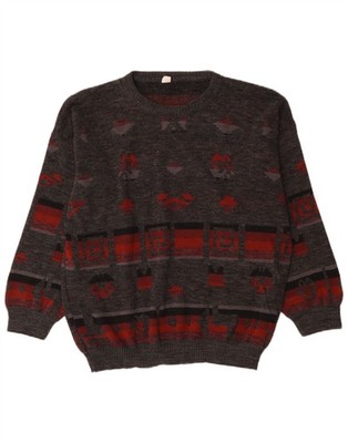 Mark Adam Womens Boat Neck Jumper Sweater IT 52/54 2XL Grey Geometric BL14