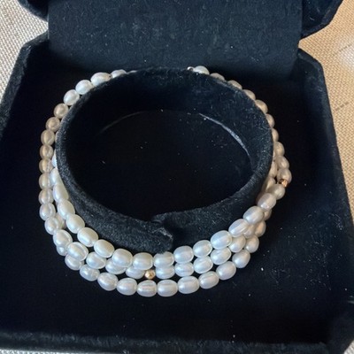 14K Gold Dreistrang Perlenarmband Schmuck Vintage feiner Schmuck 7,5 Zoll