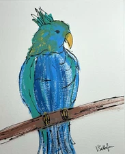Original Bird Acrylic Painting Parrot Art Animal Wall Decor Hand Painted 8x10
