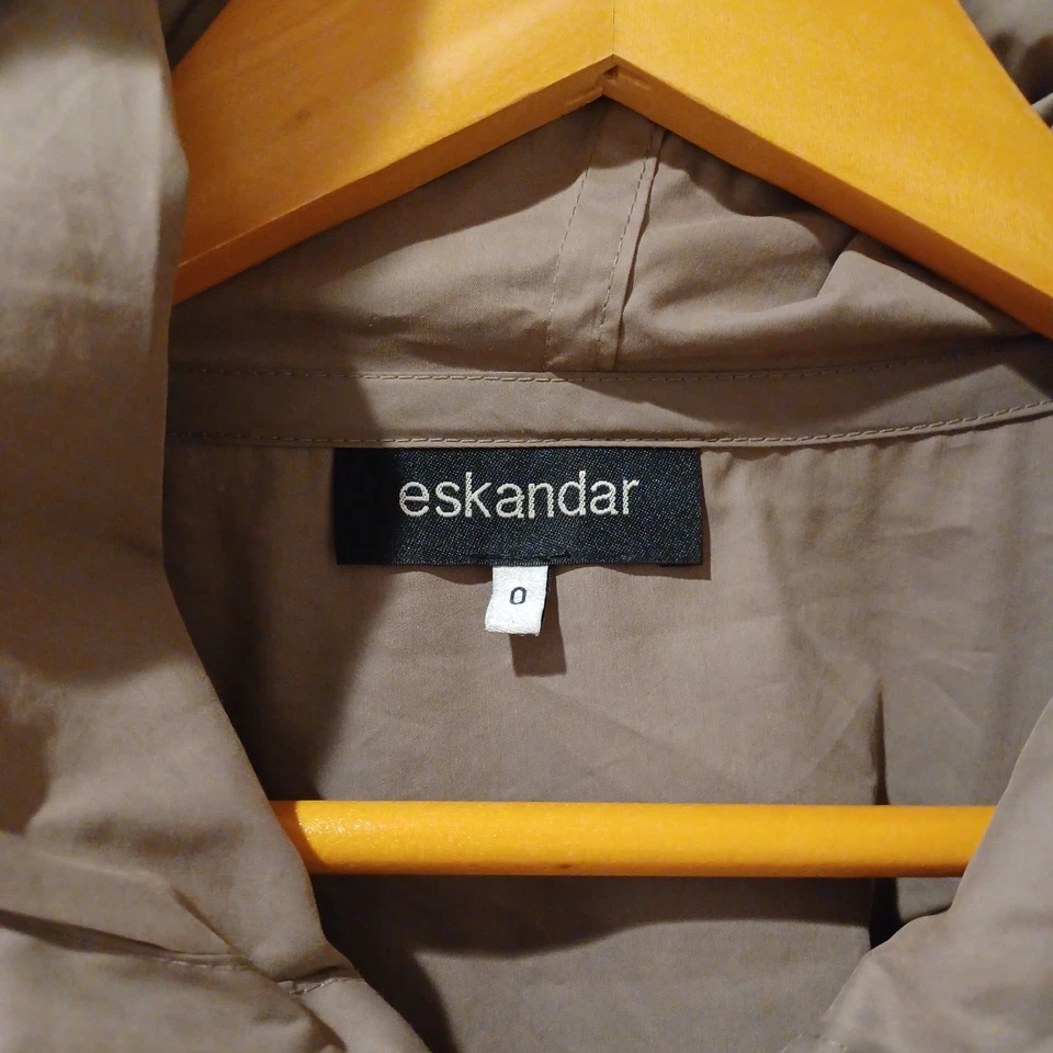 Eskandar Jacket Khaki Green Hooded  Long Dramatic Cotton Poncho Rain Coat Sz 0/S - Image 4 of 4