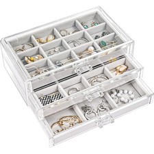 Stylischer Schmuck Organizer mit 3 Samtschubladen -  für jede Gelegenheit