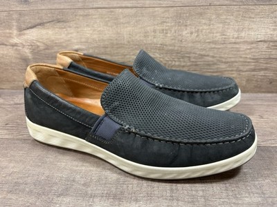 Ecco S Lite Moc Loafers Slip On Shoes Navy Soft Nubuck Mens Size EU 42 US 8 8.5