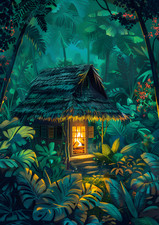 Jungle Cabin Canvas Wall Art
