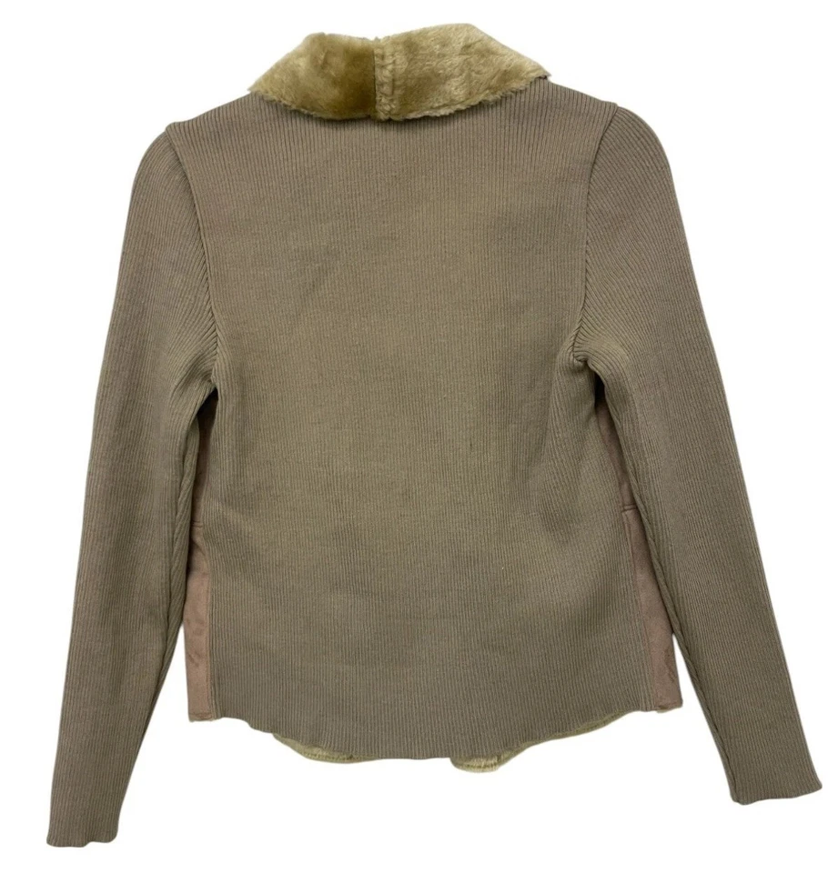 Chaqueta polar Jaclyn Smith para mujer M beige manga larga botón único parka de colección Foto 2 de 4