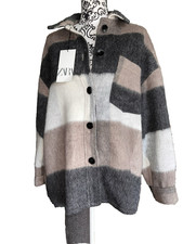 Zara Fringe Jacket Plaid Shacket Sz L Wool Blend Western Fringe Yellowstone