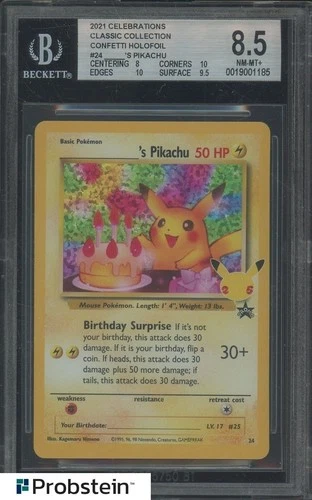 2021 Pokemon Celebrations Classic Confetti Holofoil #24 Birthday Pikachu BGS 8.5