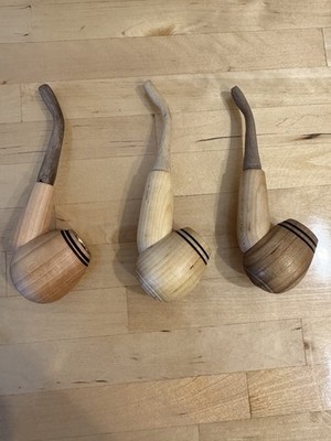 Wooden Tobacco Pipes Classic Shape Handmade from Natural Wood 3Pk OB