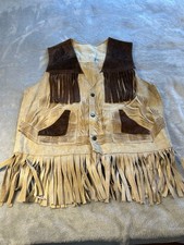 Woman s Vintage Western Style Suede Fringe Vest with Burnout Detail