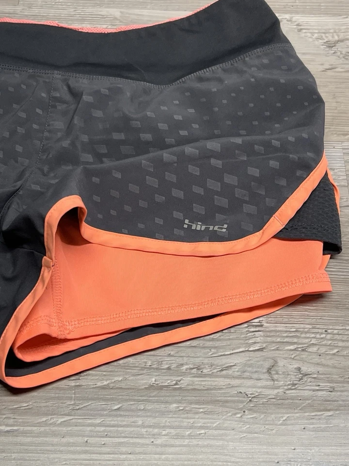 Pantalones Cortos de Correr Hind Negro Rosa Doble Capa Para Mujer Talla Mediana Forrados Atléticos Foto 4 de 4