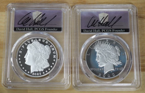 2023-S $1 Proof Morgan & Peace Dollars 2pc Set PCGS PR70DCAM First Day of Issue