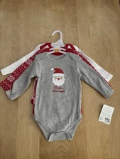 New Hudson Baby Long Sleeve Bodysuits 3-Pack Set Size 3-6 Months Christmas