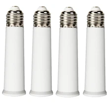E26 Socket Extender, Standard Medium Base, 4.72 inch Extension white.