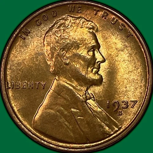 1937-D Lincoln Wheat Cent Brilliant Uncirculated BU Coin #37699