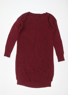 Fat Face Damen rot Baumwolle Strick Langarm Tunika Pullover Gr. 10