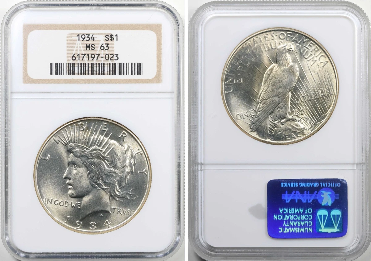 MS 63 Graded 1934 Year Peace Dollars (1921-1935) for sale | eBay