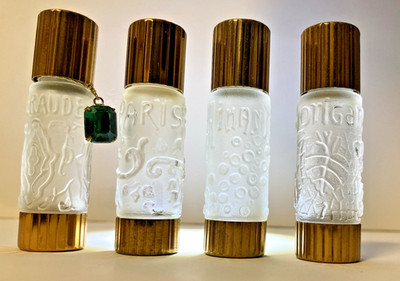 Lot of 4 Vintage Art Deco Coty  Flacons / Scent Bottles,  Lalique Style