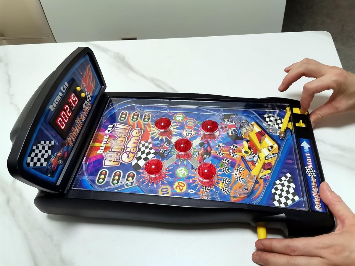 Pinball Machine, Electronic Tabletop Game, 16.5 Inch Table
