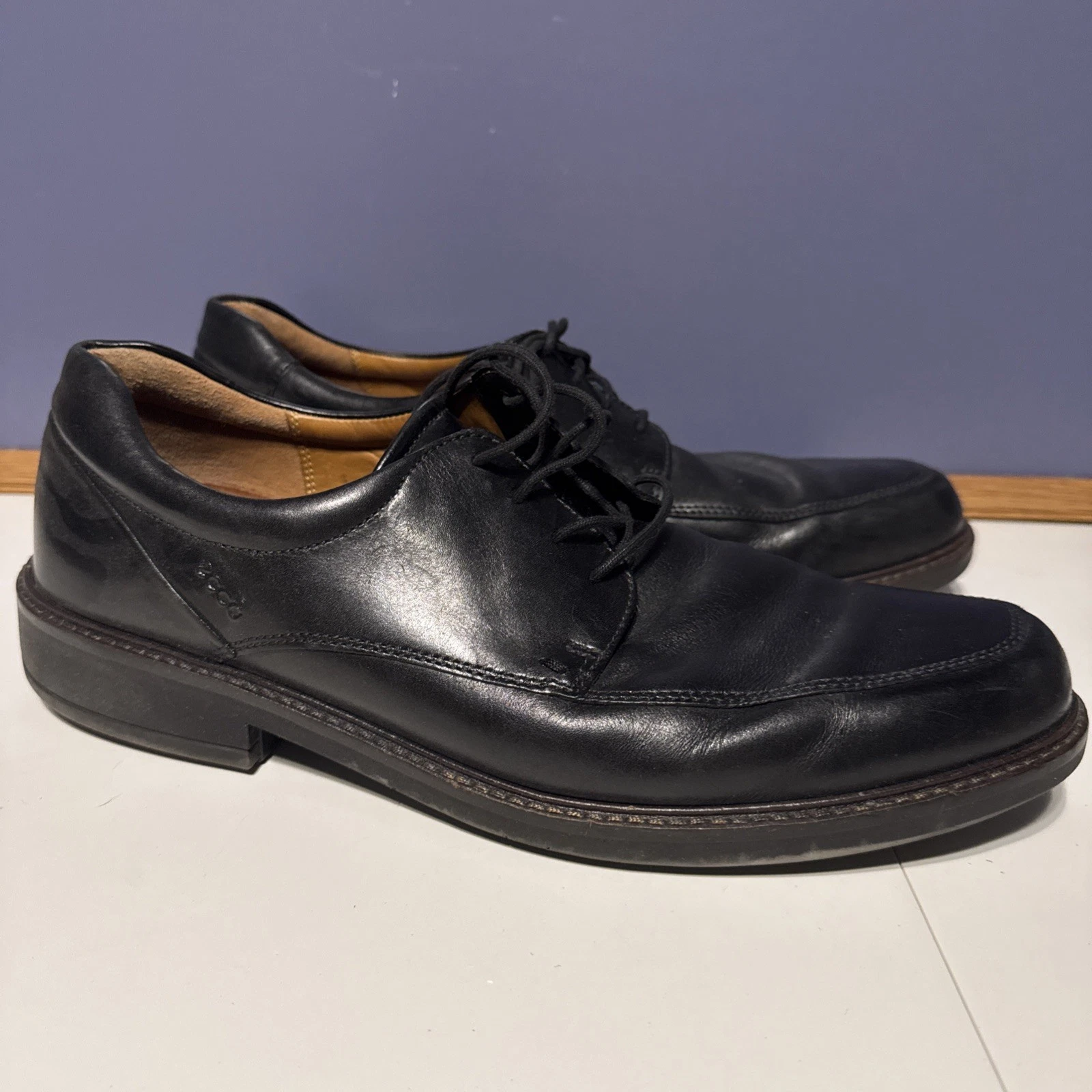 Scarpe uomo ECCO in pelle misura 12 5 casual eleganti nere mocassino stringato comode