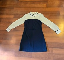 Tommy Hilfiger Schoolgirl Womens Size 2 Navy and Cream Colorblock Collared Dress