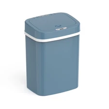 Motion Sensor Automatic Bathroom Trash Can 3 Gallon Steel Blue Plastic Garbage