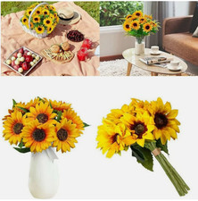 7 Heads Sunflowers Artificial Fake Silk Flower Bouquet Garden Party Wedding Home