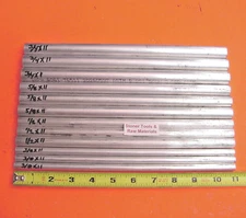 12 Piece 6061 ALUMINUM ROUND SOLID ROD ASSORTMENT 3/8", 1/2", 5/8", 3/4" T6 #3.4