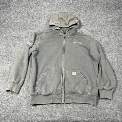 Carhartt Hoodie Mens XL Gray Fleece Lined Full Zip Rain Defender