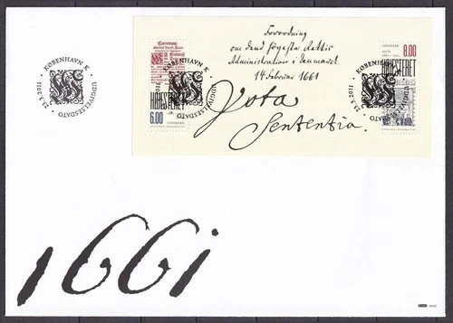 w1857/ Denmark Old Writing Sheet Block FDC Cover 2011