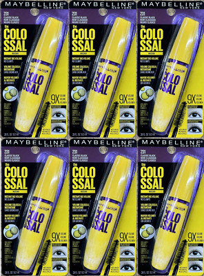6 Pack New Maybelline The Colossal Volume Mascara Classic Black 231 - 9X VOLUME