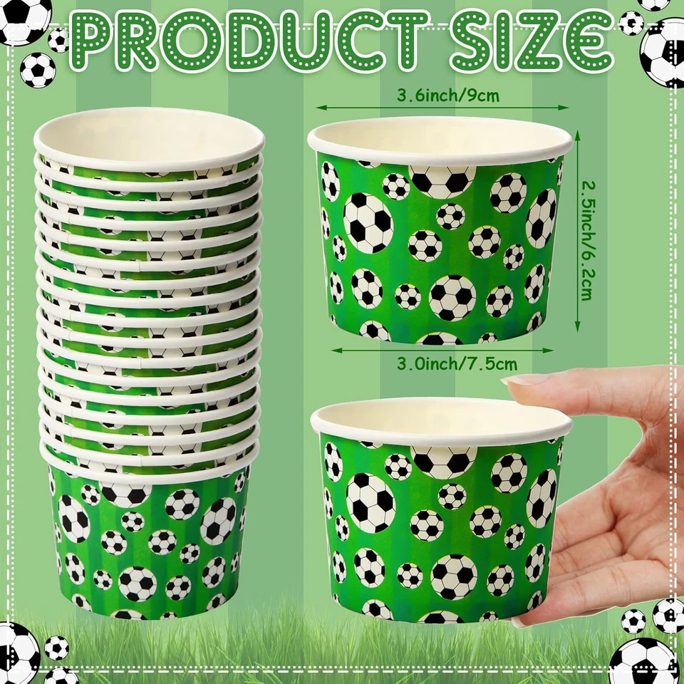 50 Piezas 9 OZ Deporte Fiesta Papel Snack Helado Tazas Desechables Postre Cuencos Snac Foto 3 de 4