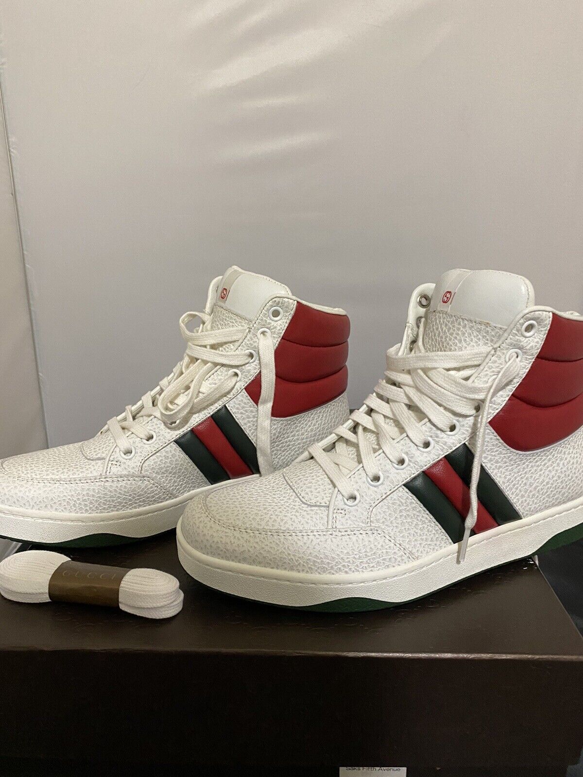 NEW AUTHENTIC GUCCI HIGH TOP LEATHER TRAINERS LUXURY DESIGNER 
