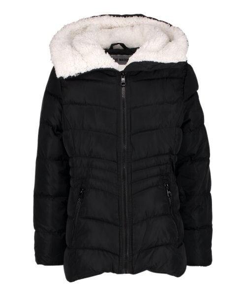 Steve Madden Sherpa Lined Hood Puffer Jacket - Black - Size