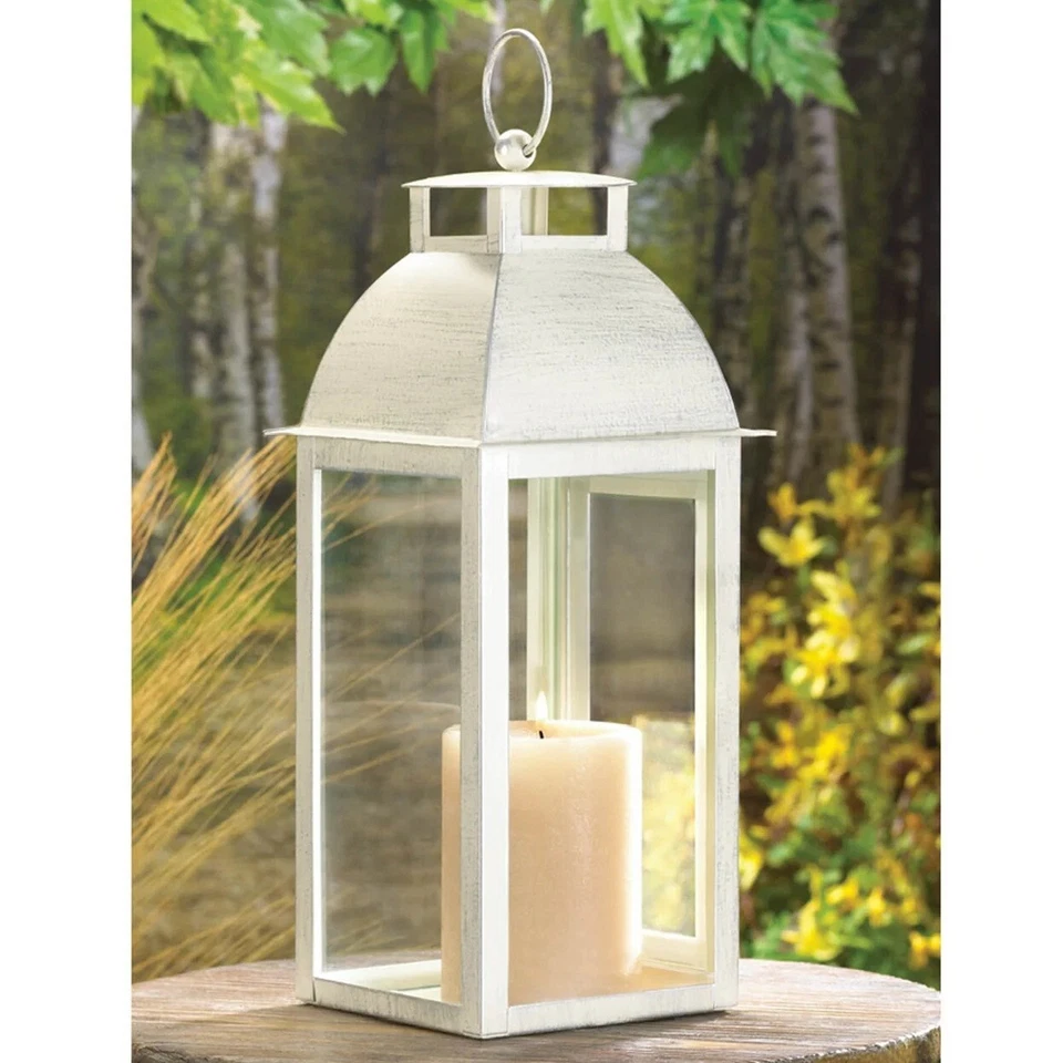 8 Pc Discount Wedding Lot Ivory White Candle Lantern Classic Distressed New 13"H - Image 2 of 4