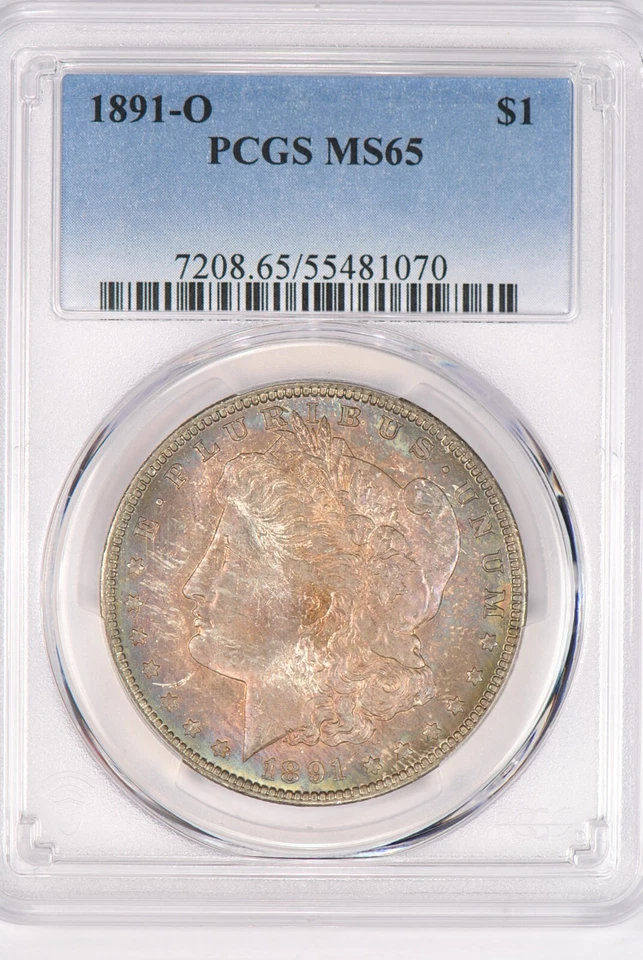 1891 O TONED Morgan Silver Dollar PCGS MS65 Beautiful Double Sided Toning $1 - Image 3 of 4