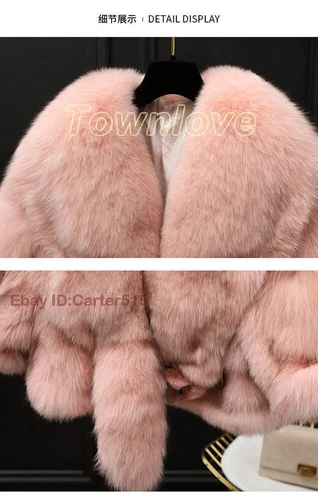Damen 100% Echt Fuchspelz Kurzjacke Winter Pelzmäntel Oberbekleidung Warm Schal - Bild 4 von 14