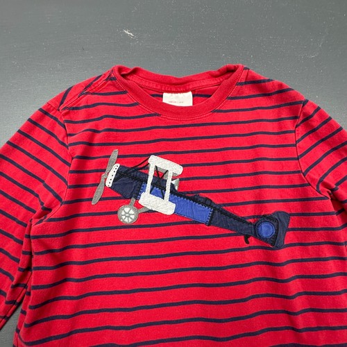 Hanna Andersson Boys Striped Shirt 8 Red Blue Long Sleeve Airplane Graphic Tee - Picture 2 of 9