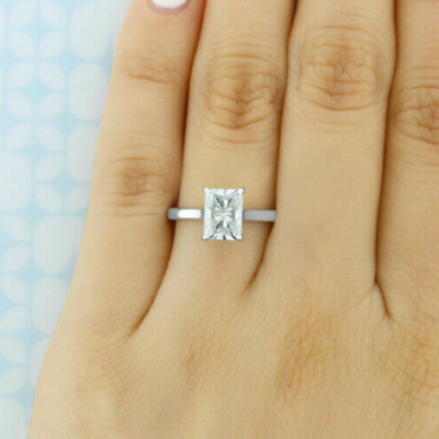 1.04Ct Radiant Cut Moissanite Solitaire Daily Wear Gift 925 Sterling Silver Ring