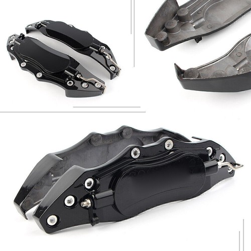 2 piezas Cubiertas de pinza de freno de metal 3D delanteras y traseras coche grande nuevas negras universales po